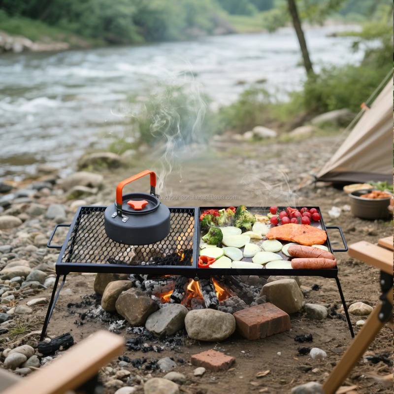 Camping Cooking Over Fire - Складной гриль-решетка для приготовления пищи на