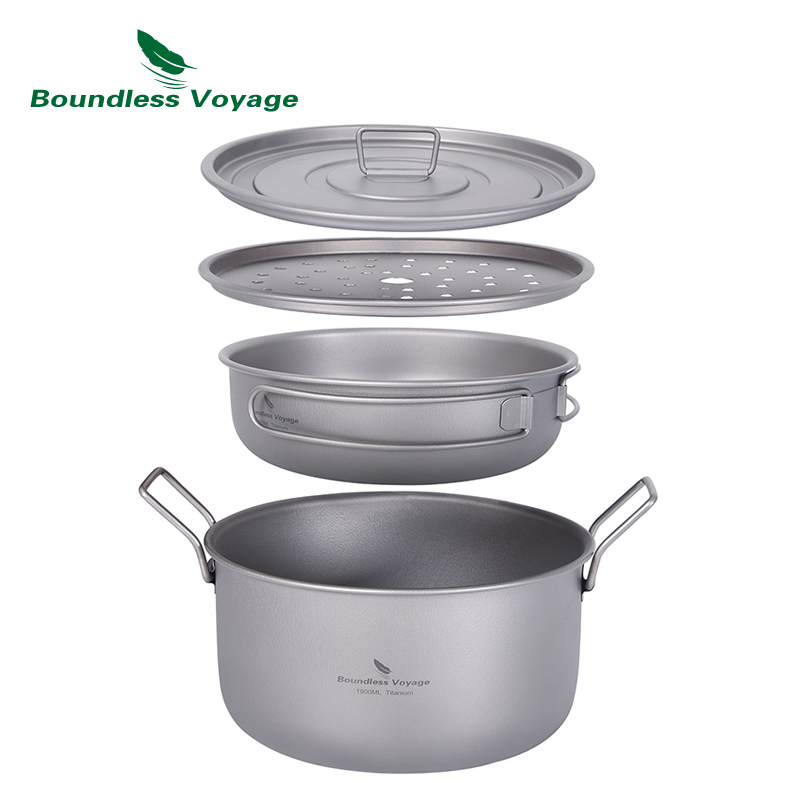 Mess Kit Titanium - Многофункциональная титановая Пароварка для супа с