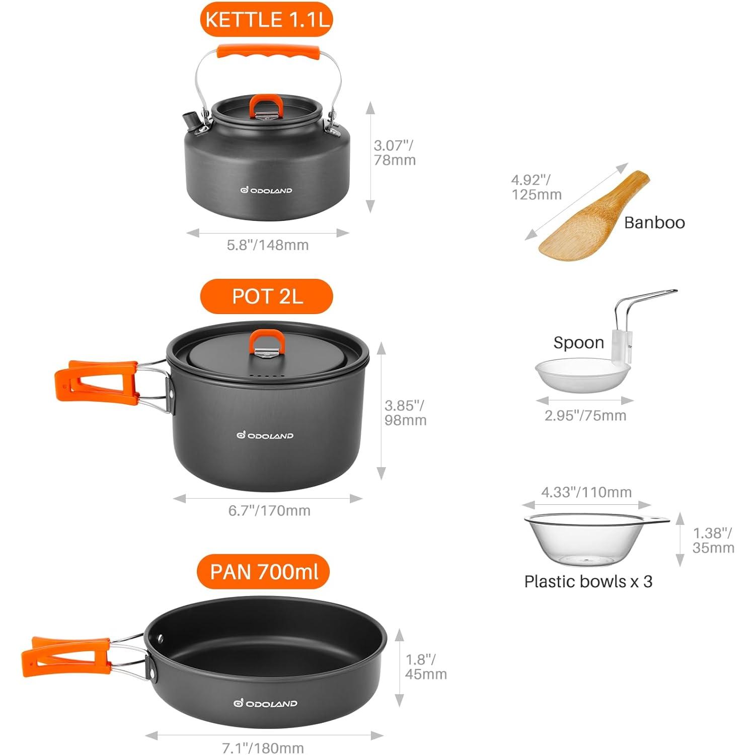 Набор походной посуды Odoland  – обзор и цена Camping Cooking Set Large